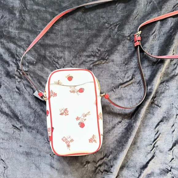 Coach Red and White Crossbody Bag with Adjustable Strap and Whimsical Design - Picture 2 of 5